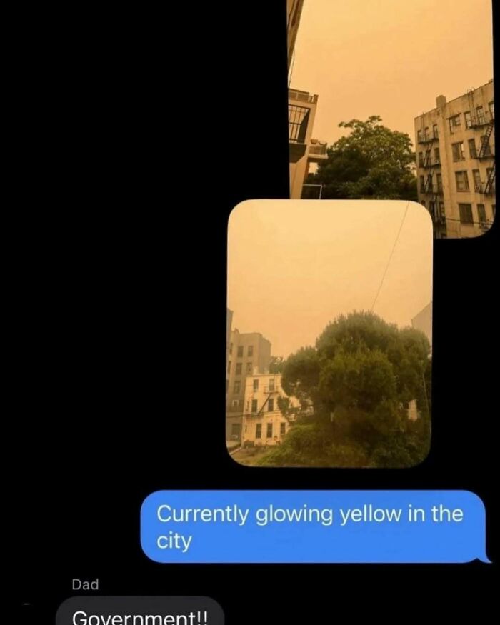 Text describing city glowing yellow with photo of buildings