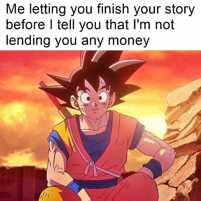 Dragon Ball meme about not lending money with nostalgic 1990s and 2000s eras