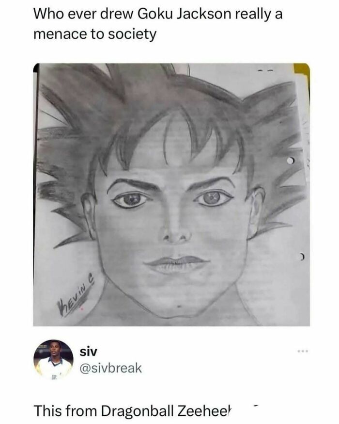 Sketch of Goku with funny caption from nostalgic 1990s and 2000s Dragon Ball