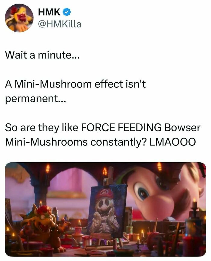 Nostalgic 90s and 2000s meme about Bowser and Mini-Mushroom effect in childhood games