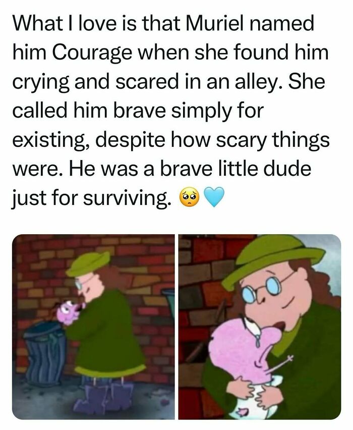 Nostalgic Courage the Cowardly Dog post about bravery from 1990s and 2000s