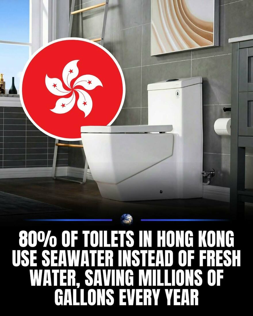 A modern toilet with a Hong Kong flag, illustrating humanity and planet efforts in water conservation.