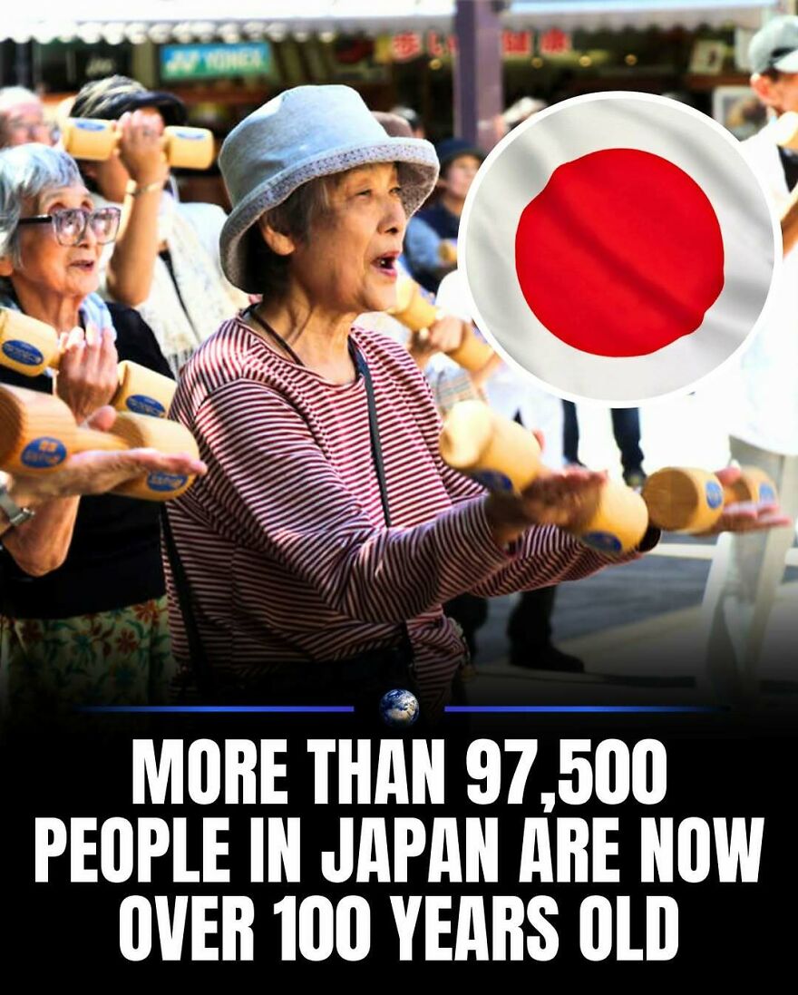 More than 97,500 people in Japan are over 100 years old, illustrating humanity's longevity on our planet.