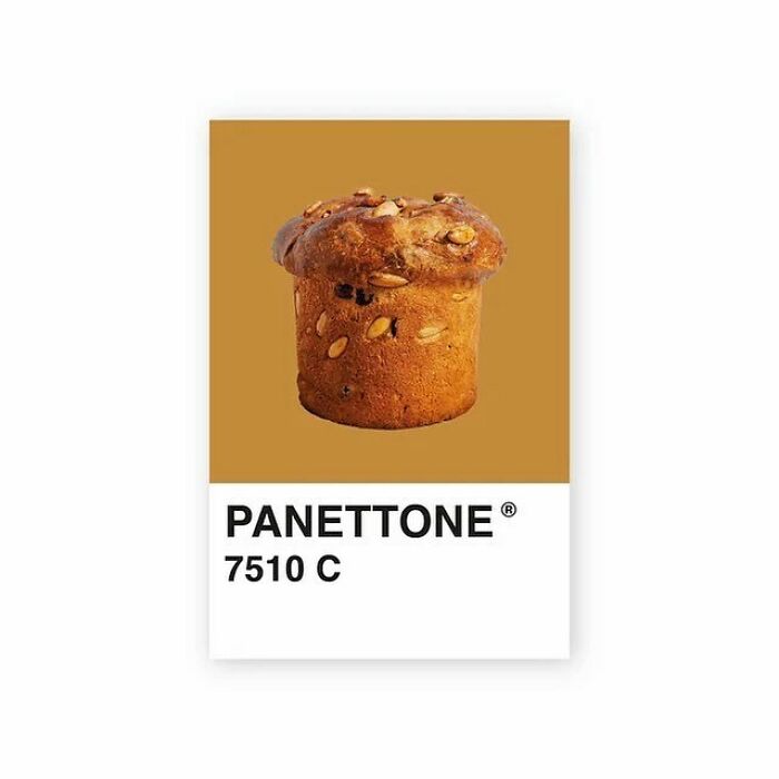 Panettone color swatch 7510 C, a design humor post.
