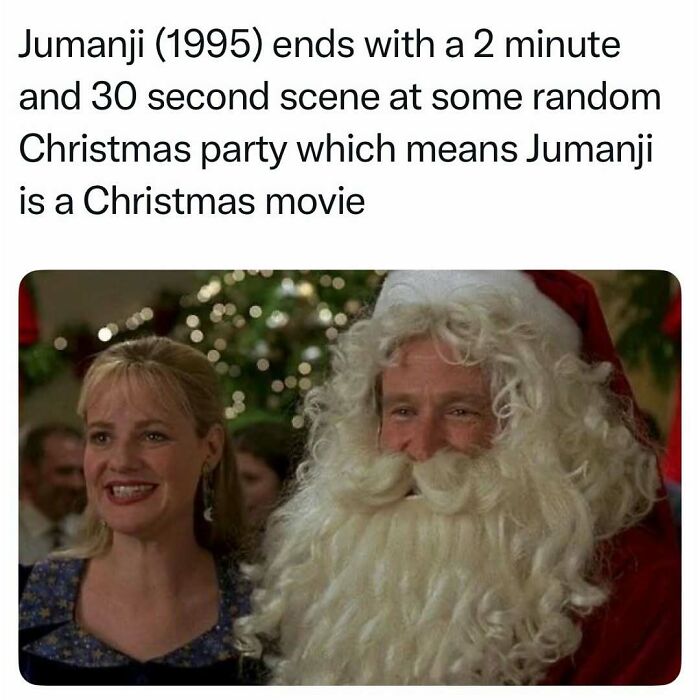Scene from Jumanji 1995 showing Christmas party, confirming Jumanji as a Christmas movie