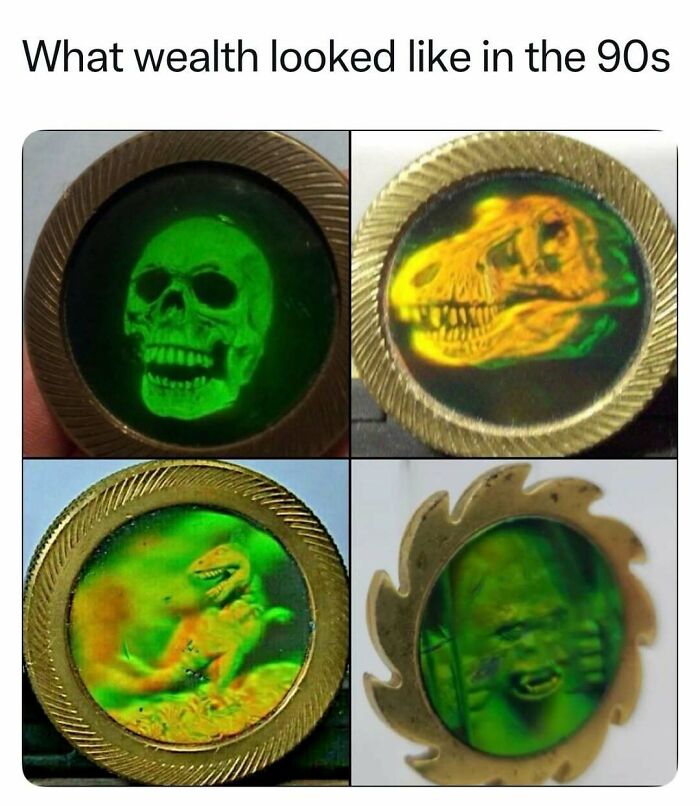 1990s hologram toys showing skulls and dinosaurs wealth