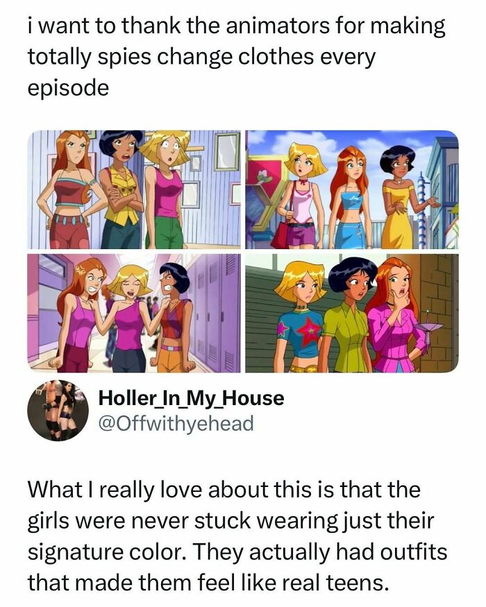 Totally Spies cartoon girls changing outfits every episode nostalgia
