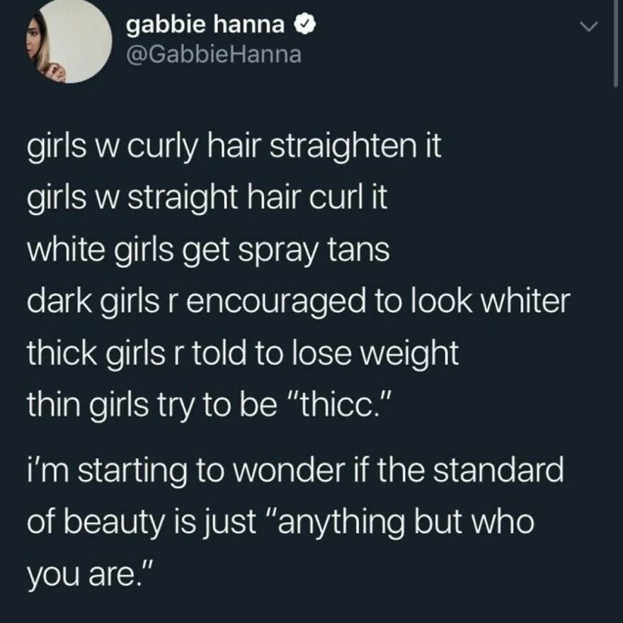 Post on beauty standards pressuring girls to change their natural looks