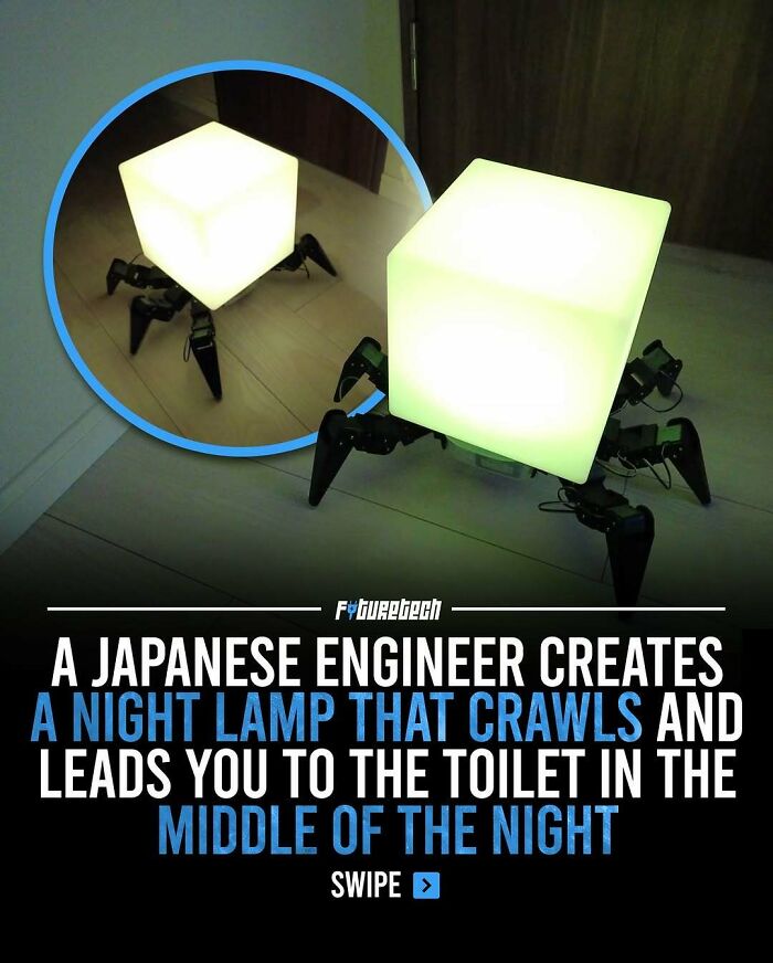 A spider-like night lamp, a creative example of future technology for home assistance.