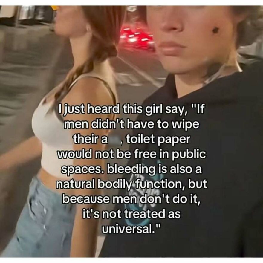 Feminist quote on men's hygiene and public provision of toilet paper