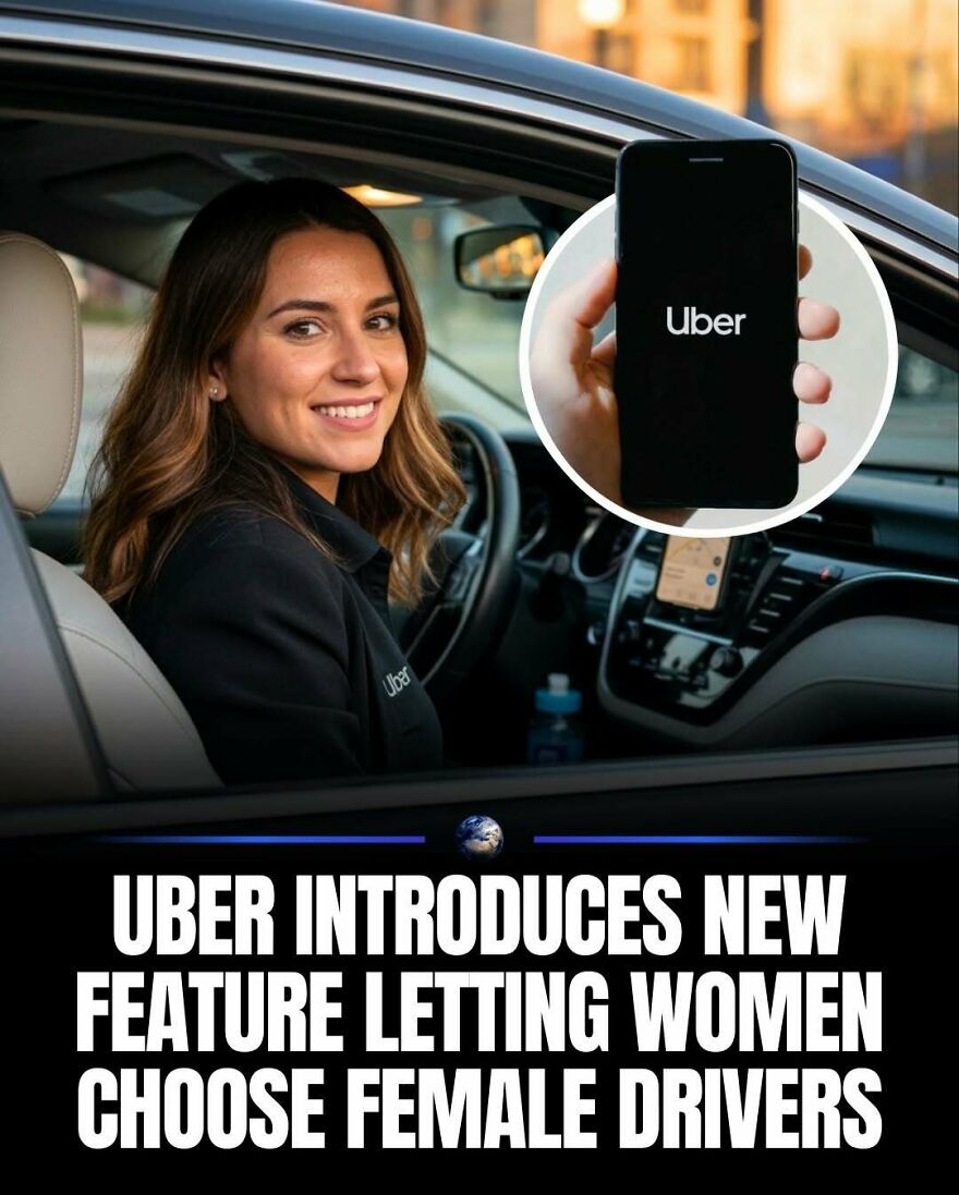 A woman smiling in a car, with an Uber app screenshot, depicting human interaction and technology on our planet.