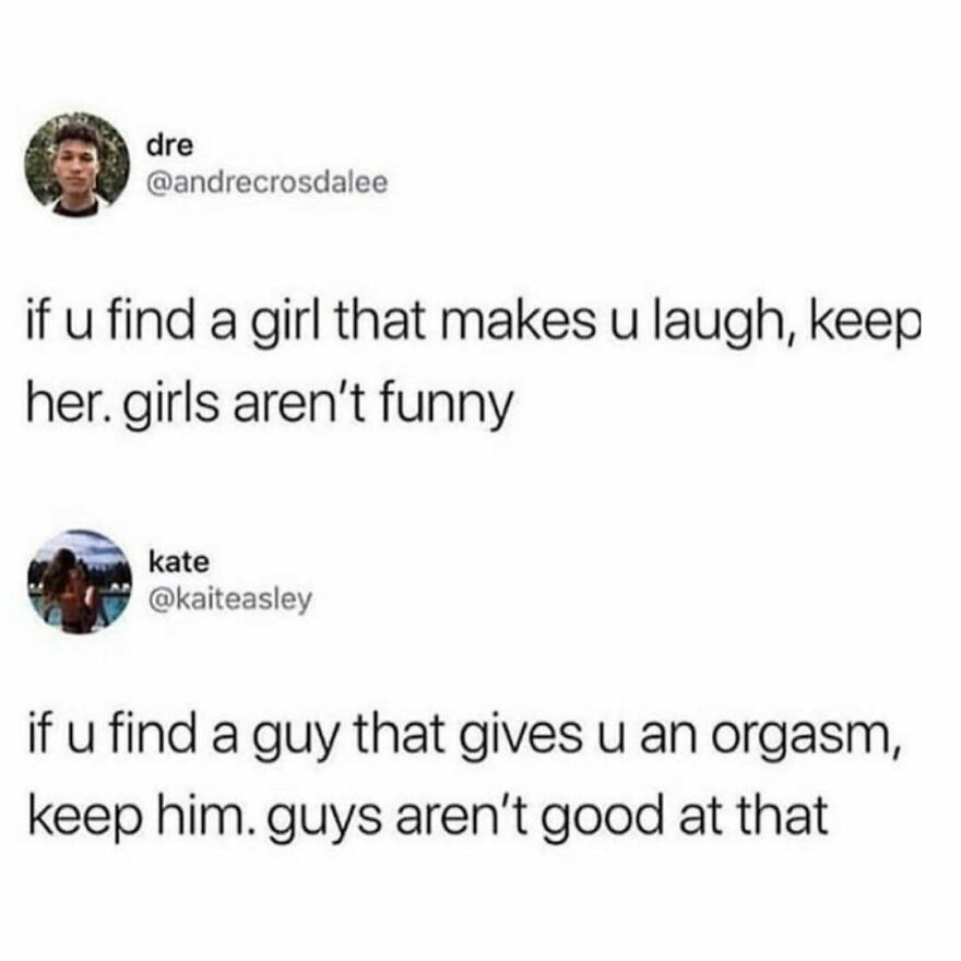 Feminist tweets on keeping partners who make you laugh or give pleasure