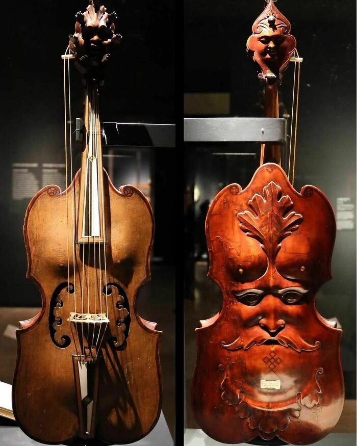 Carved antique musical instrument as a historical treasure