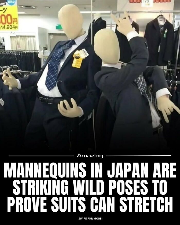 Mannequins In Japan Are Striking Wild Poses To Prove Suits Can Stretch