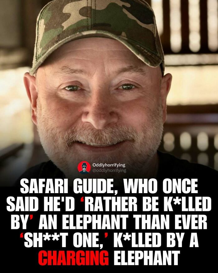 A safari guide, in an unsettling story, k****d by a charging elephant after stating he'd rather d*e by one.