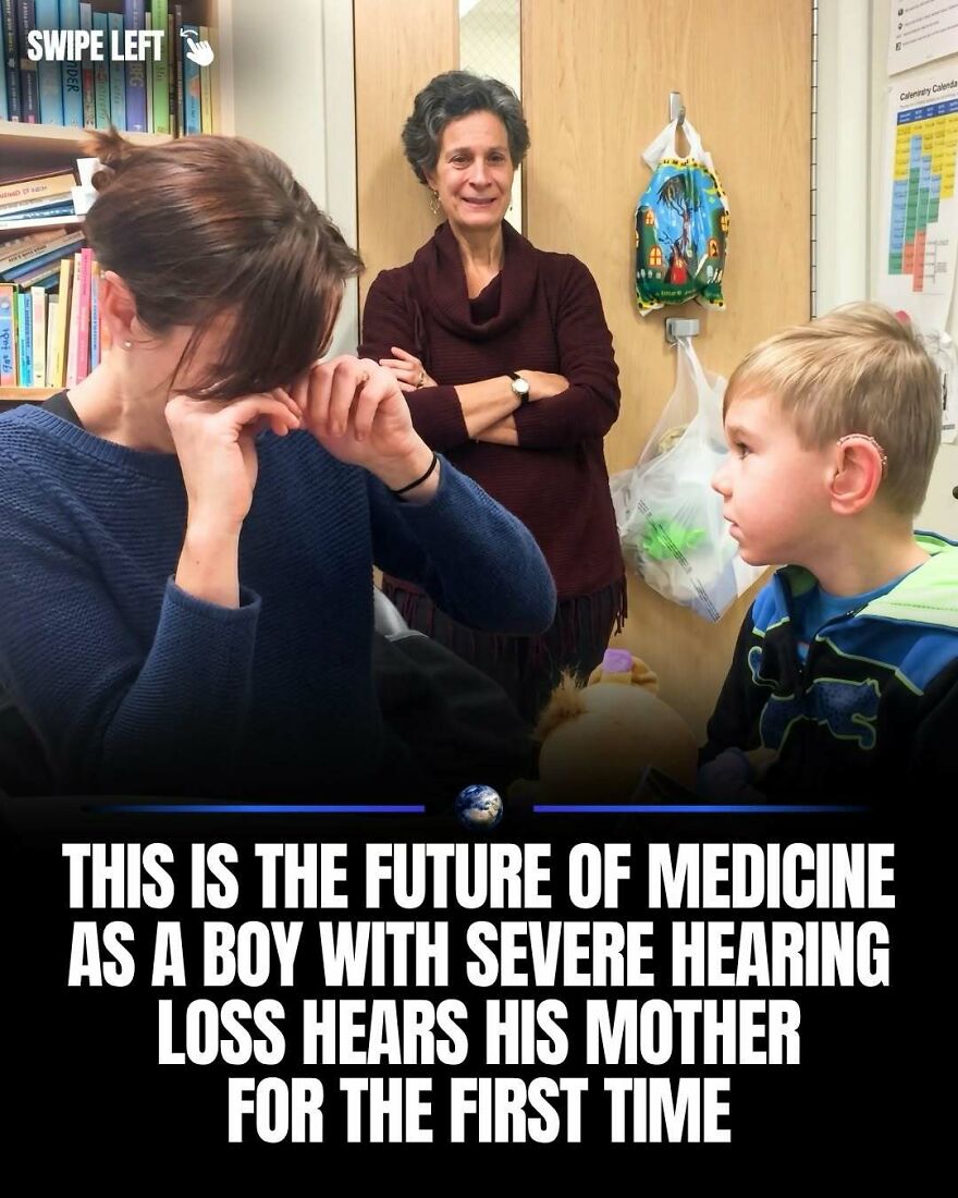 A boy with severe hearing loss hears his mother for the first time, a moment teaching humanity something new.