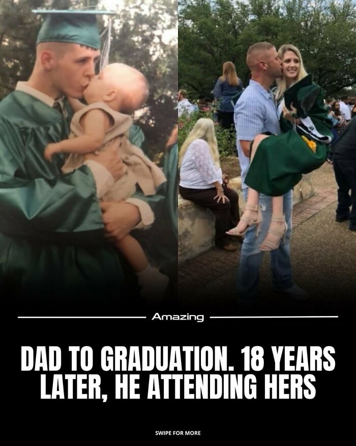 Dad To Graduation. 18 Years Later, He Attending Hers