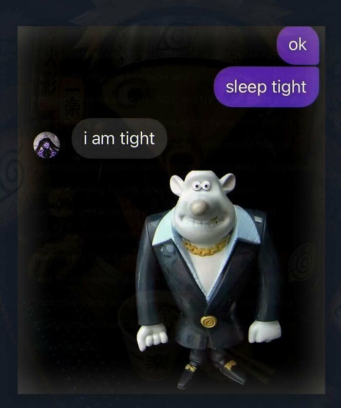 A cartoon rat figurine and text messages, part of a collection of chaotic and unhinged pics.