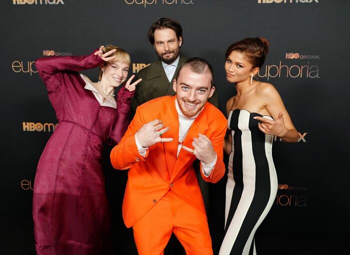 Euphoria cast posing together at HBO Max premiere event Euphoria cast posing together at HBO Max premiere event