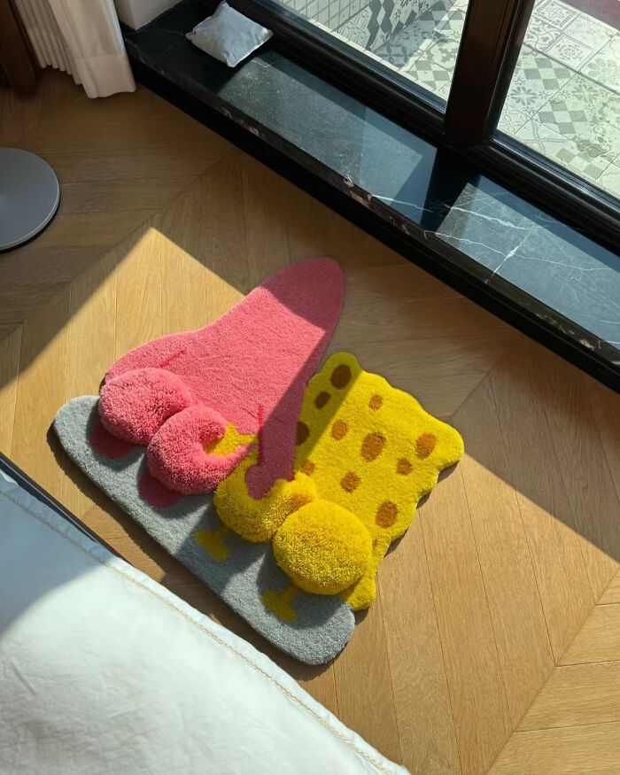 Playful slipper and cheese-shaped rug in cool interior design ideas