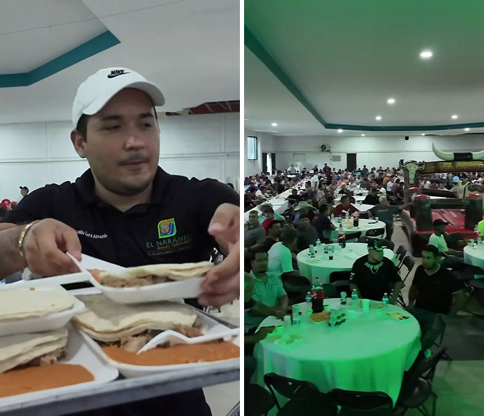 Mayor serving food to dads at the Father's Day party with controversial invitees.