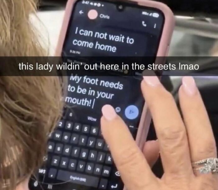 A cringe image of a person texting inappropriate messages on a phone, displaying a conversation that is embarrassing.