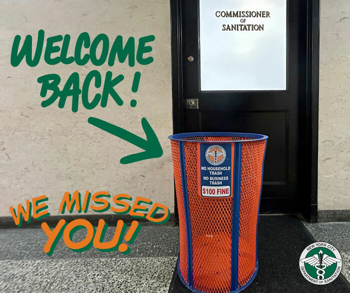 Sanitation Department posts a hilarious response, welcoming back the stolen Knicks trashcan.