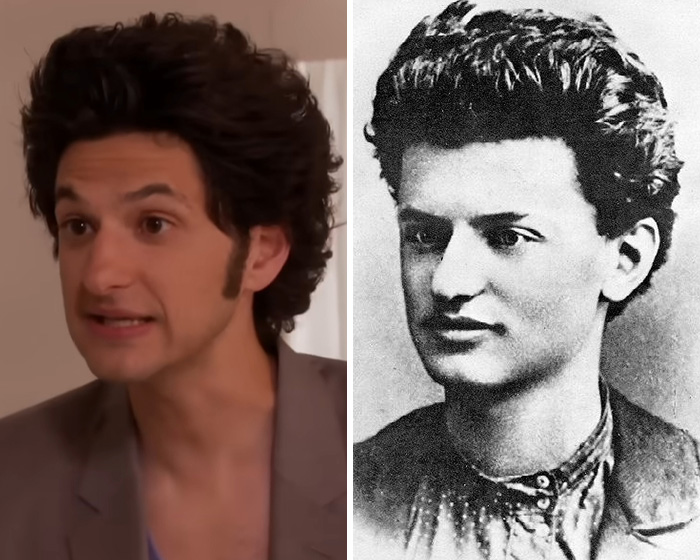 Split image of actor and historical figure displaying uncanny likeness