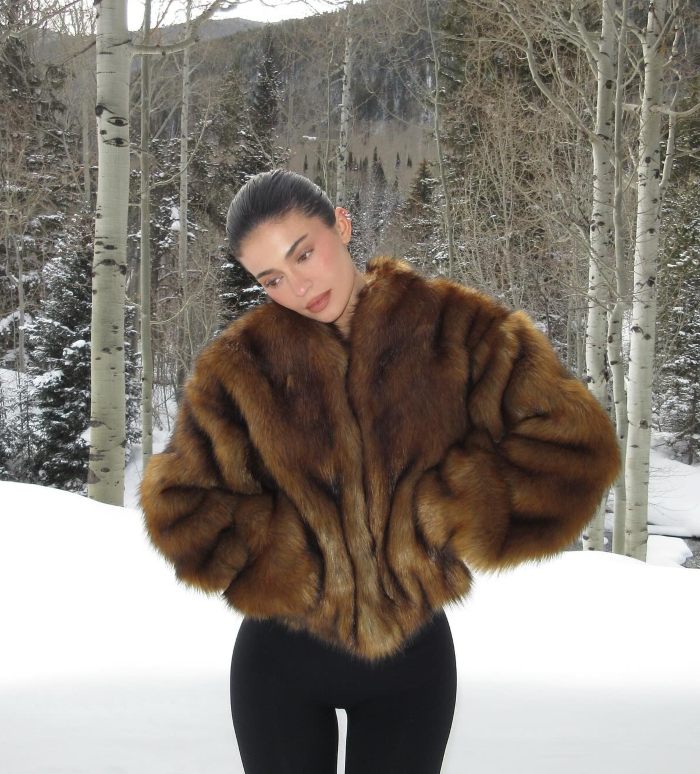 Kylie Jenner in a fur coat in the snow, with ongoing discussions about her knees and plastic surgery. Kylie Jenner in a fur coat in the snow, with ongoing discussions about her knees and plastic surgery.