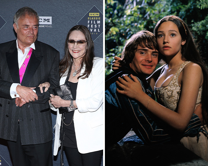 Olivia Hussey, an actress, known for her disturbing scenes in a film removed from circulation, attending an event.