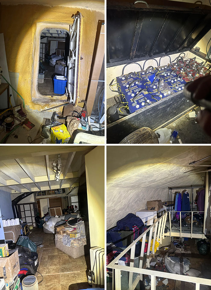 Cluttered basement with old equipment and storage in forgotten place