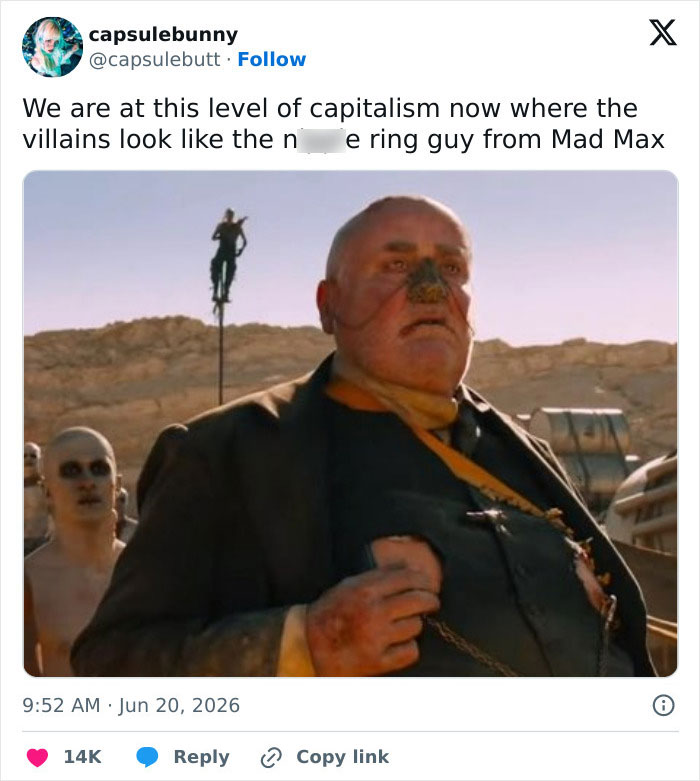 A Mad Max character, resembling the guy Trump hired to renovate the Reflecting Pool.