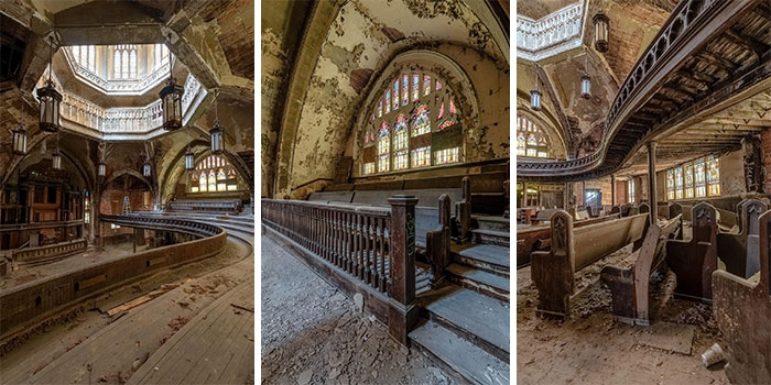 Underground crypt with human skulls and bones stacked inside hidden forgotten places
