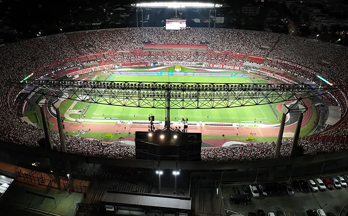 Crowd filling stadium during World Cup opening ceremony event