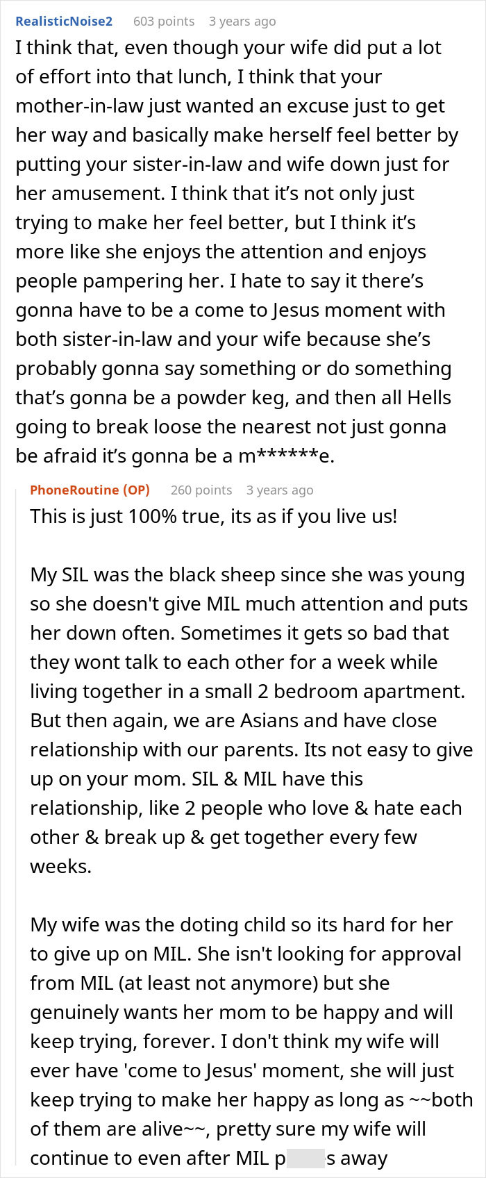 A screenshot of online comments discussing the situation with the attention-seeker mom and daughter's efforts for Mother's Day. A screenshot of online comments discussing the situation with the attention-seeker mom and daughter's efforts for Mother's Day.