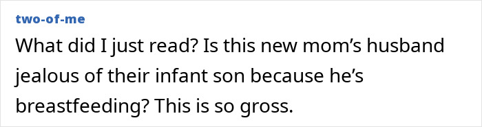 Comment on jealousy over infant breastfeeding in divorce outrage story Comment on jealousy over infant breastfeeding in divorce outrage story