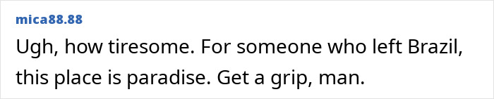 User comment contrasting the tourist's view of the dark side of Japan with Brazil, calling Japan a paradise.
