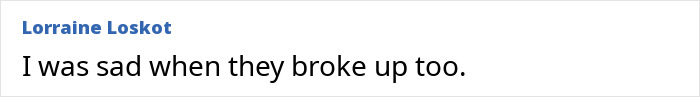 Comment expressing sadness over Anna Faris and Chris Pratt breakup