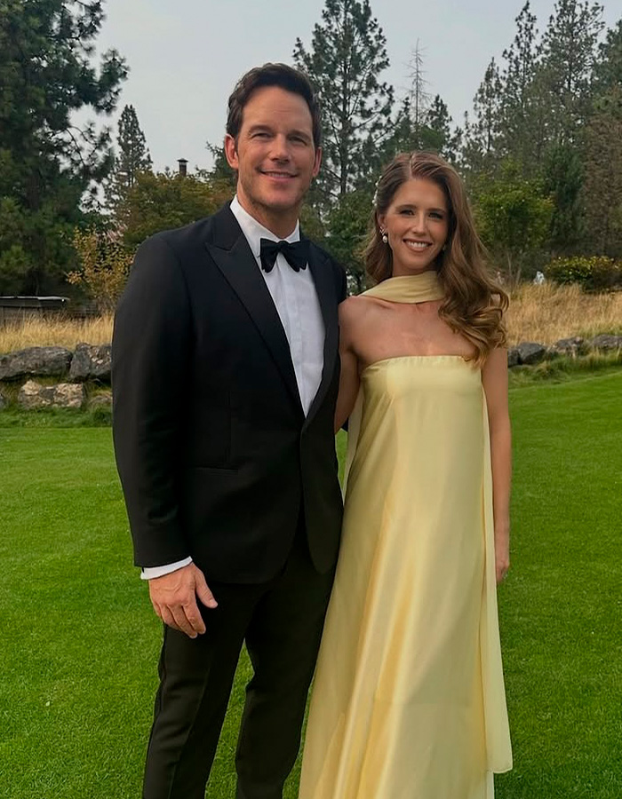 Chris Pratt with new partner at outdoor formal event
