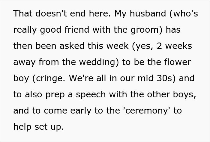 Wedding guest describes being asked to be flower boy days before wedding Wedding guest describes being asked to be flower boy days before wedding