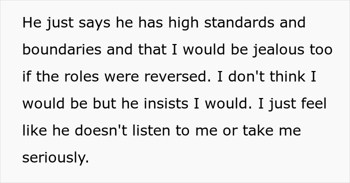 A screenshot showing text from a story about a toxic guy with jealousy issues and ridiculous rules.