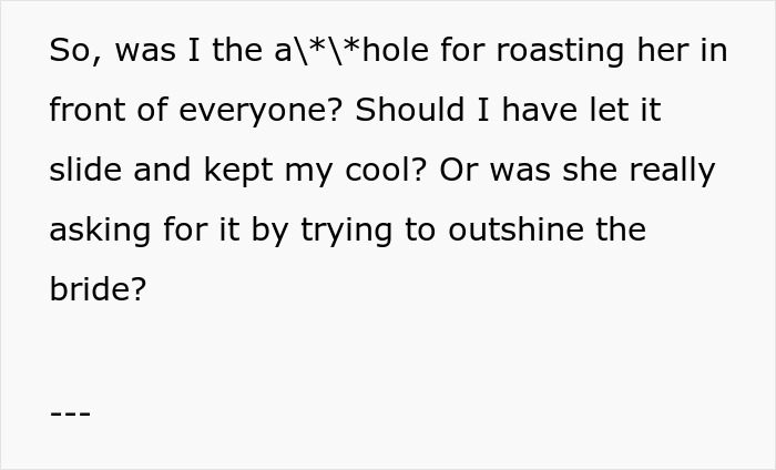 The bride questions if she was wrong for confronting MIL about her white dress at the son's wedding.