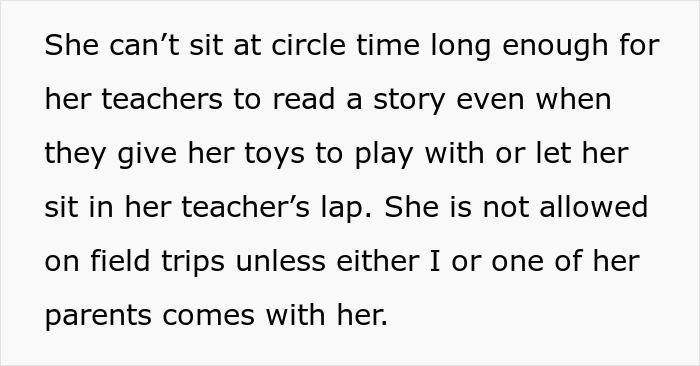 Text about daughter's difficulty in circle time and school participation with health concerns Text about daughter's difficulty in circle time and school participation with health concerns