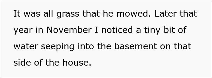 Text mentioning water seeping into basement near the house Text mentioning water seeping into basement near the house