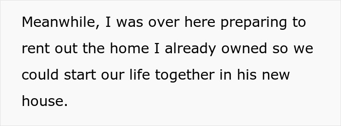 Text about a partner preparing to rent their home, highlighting the couple's plan to start life together, despite the mom's breakdown.