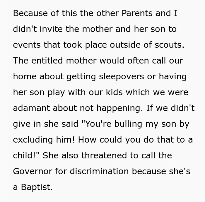 Text explaining parents refusal to take a bully on a beach trip, after his mom dumps him on them. Text explaining parents refusal to take a bully on a beach trip, after his mom dumps him on them.