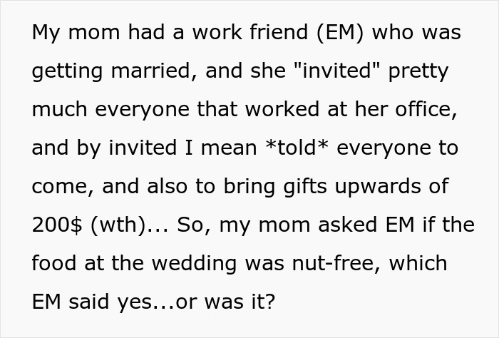 Bride Lies About Food At Her Wedding To Prove A Point But Only Gets Coworker’s Child Hospitalized Bride Lies About Food At Her Wedding To Prove A Point But Only Gets Coworker’s Child Hospitalized