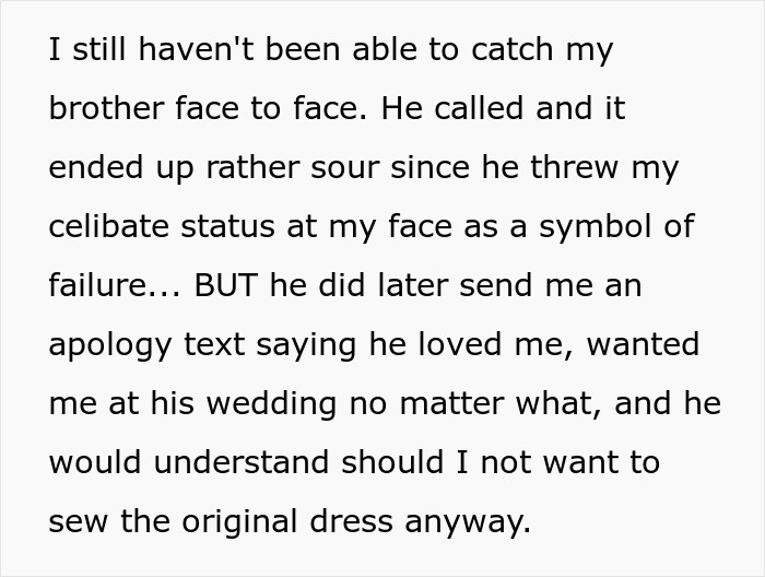 Brother apologizes for wedding dress conflict amid family disagreement