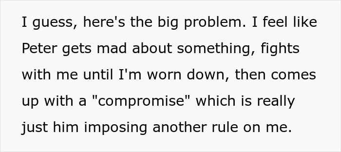 Text snippet explaining the toxic guy's jealousy and ridiculous rules causing relationship problems.