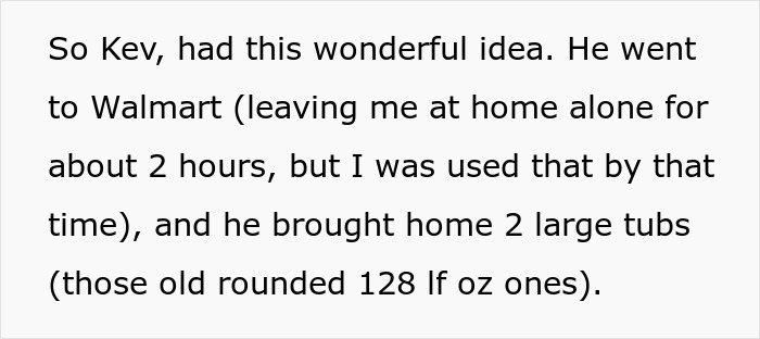 A screenshot of text describing a mom's boyfriend buying food, leading to a food issue test.